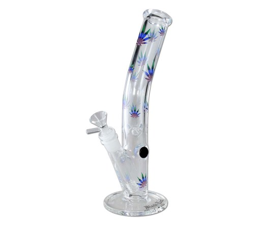 Black Leaf Green Purple Leaves Bent Ice Bong