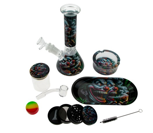 Complete Bong Smoke Rosin Set - 8 piece - Scary Clown