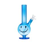 Smiley Glass Bong - Blue - 27cm 